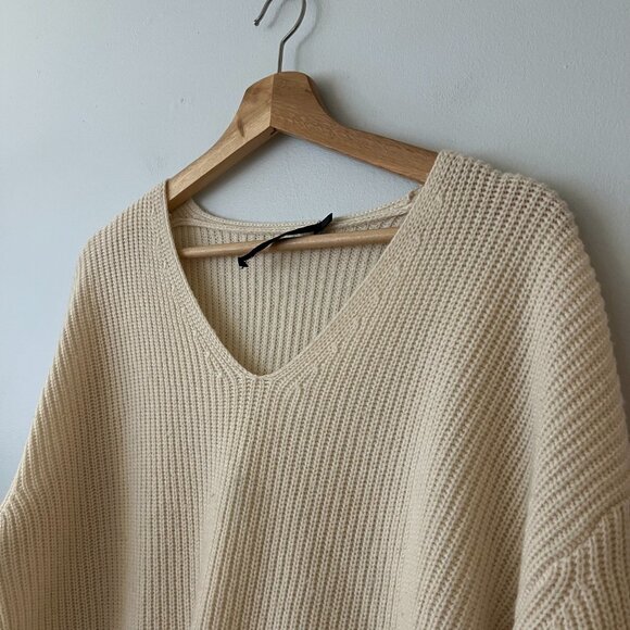 Jenni Kayne Cabin Ivory Wool Cashmere V-Neck Sweater Women's Size XS - Picture 3 of 10